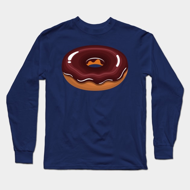 Yummy Glazed Chocolate Donut Long Sleeve T-Shirt by InkyArt